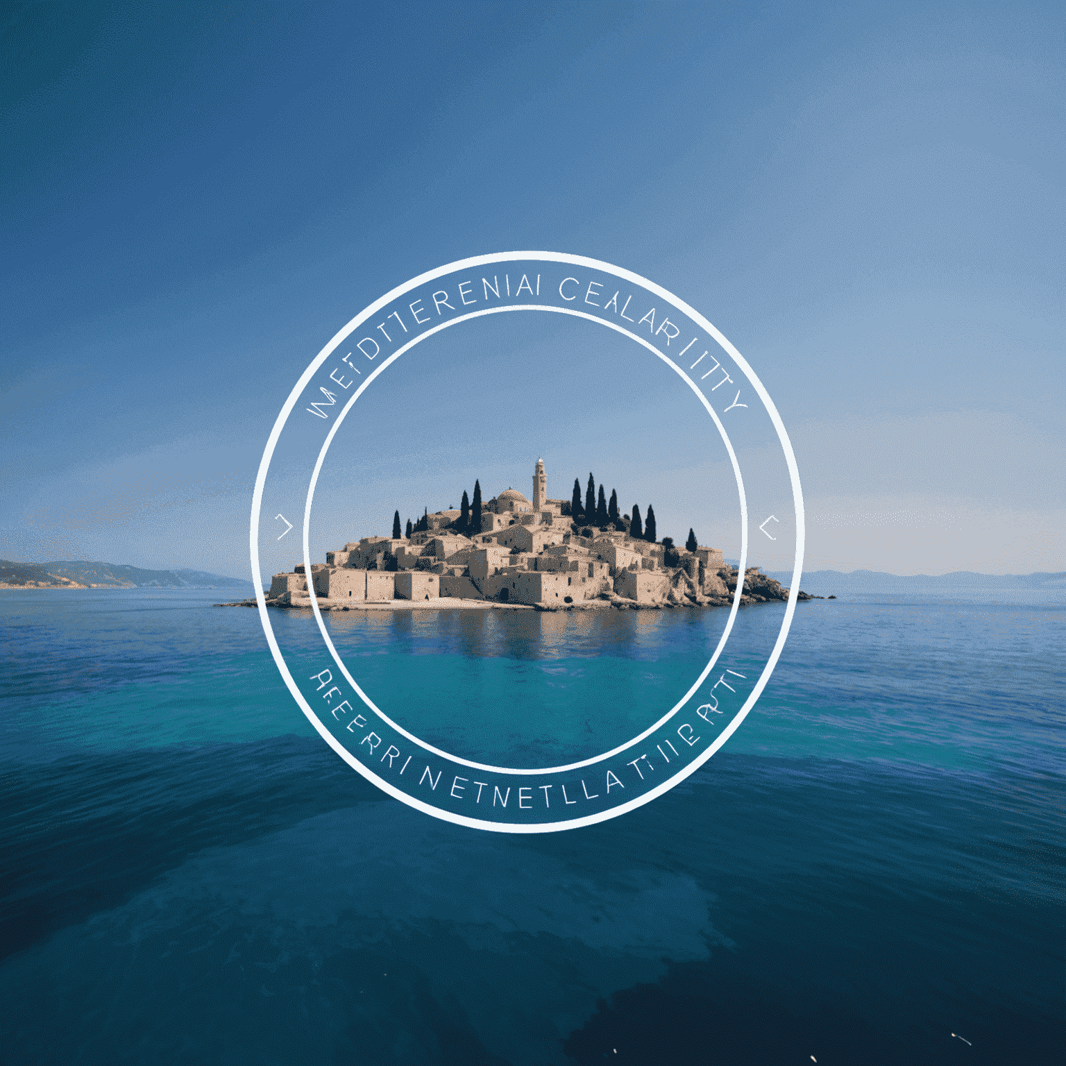 Logo de Mediterranean Clarity con colores del mar Mediterráneo