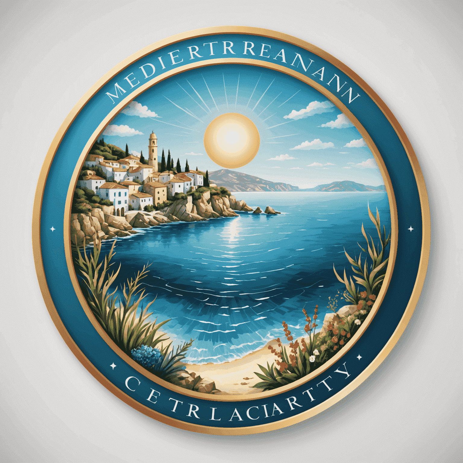 Logo de Mediterranean Clarity con colores del mar Mediterráneo